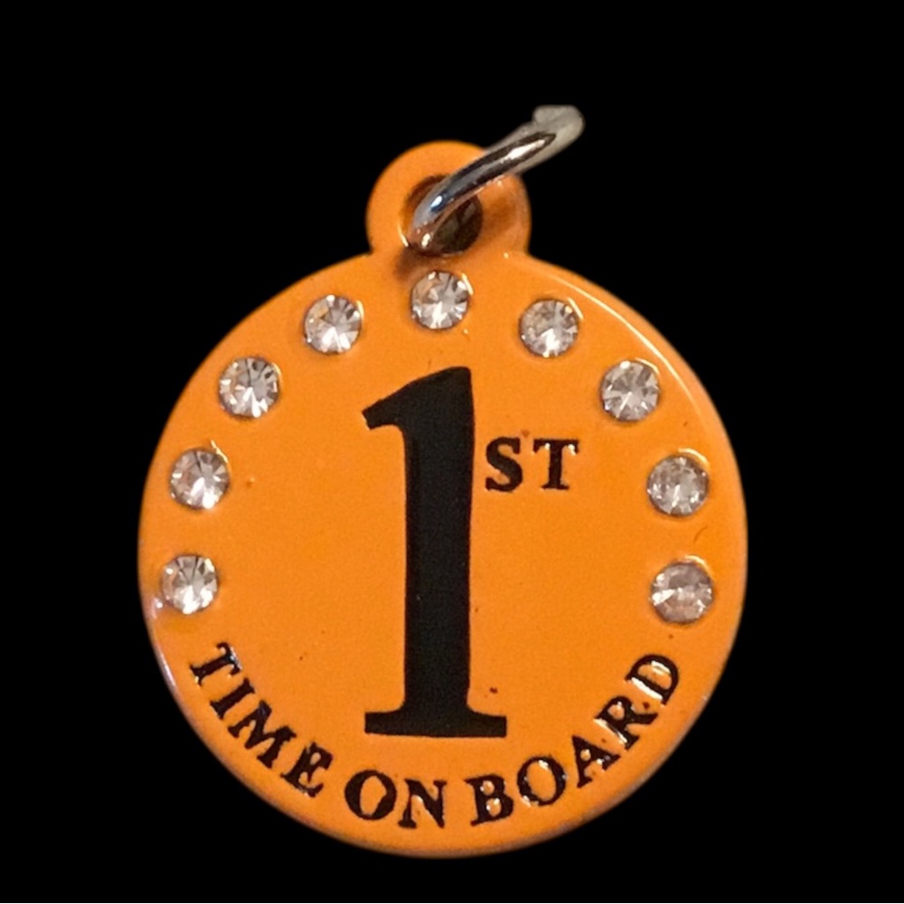 EFFY Orange "1st Time On Board" Round Charm Pendant for 1st time cruiser. NEW!